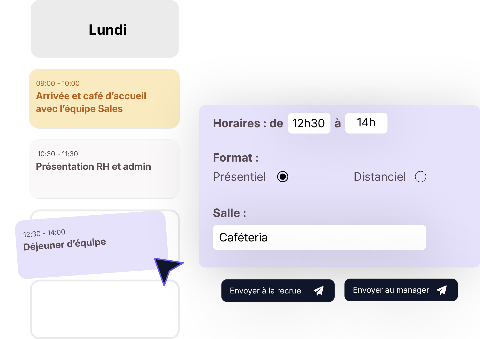 Le planning d'intégration reçu par la recrue dès son arrivée : étapes, rendez-vous et interlocuteurs, jour par jour